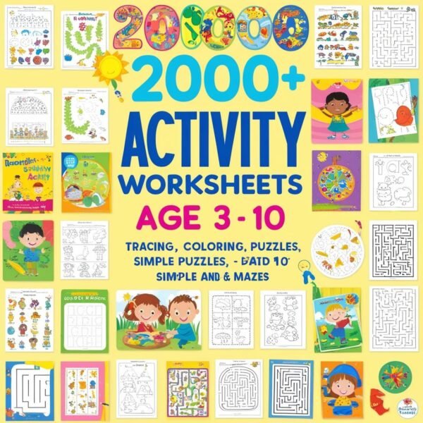 2000+ Child Activity Worksheets for Ages 3 to 10